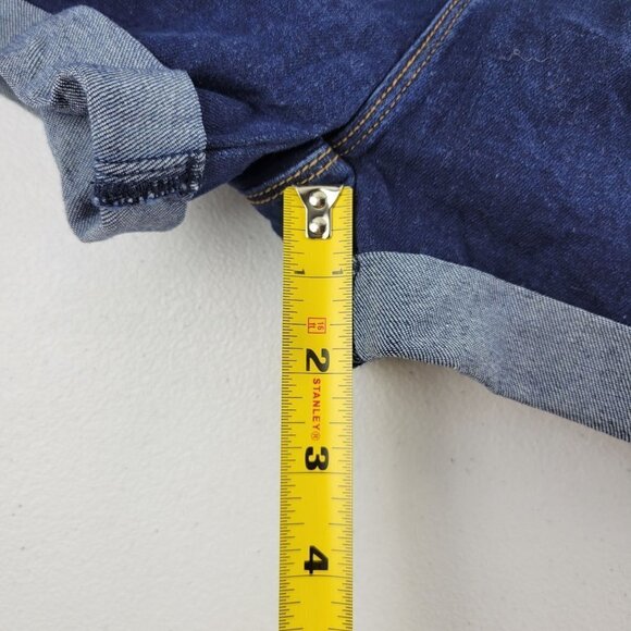 I&M Kylie High Rise Cuffed Shorts Stretch Denim Dark Wash Medium Womens NWT - Picture 9 of 12